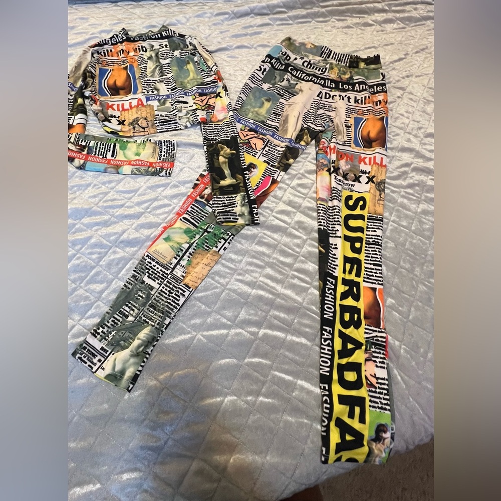 Colorful Graphic Print Leggings and Top Set